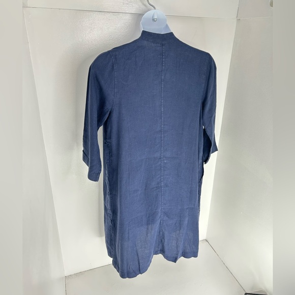 J. Jill Pure Jill Medium Tall Linen Duster Cardigan Navy Garment Dyed Oversized - Picture 8 of 13